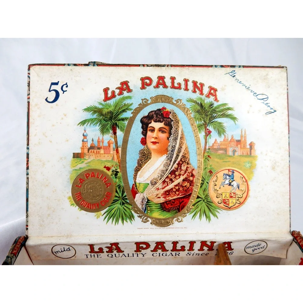 Vintage La Palina Excellente Wood Cigar Box Congress Cigar Co Philadelphia